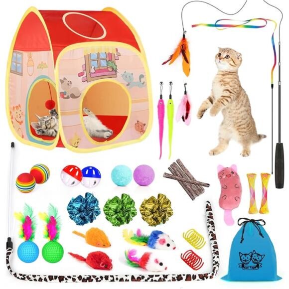 Other - 34Pcs Cat Toys Kitten Toys, Interactive Kitty Toys with Collapsible Cat Toys